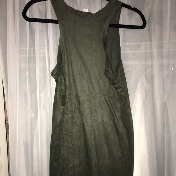 Sleeveless olive green mini dress - Picture 2 of 2